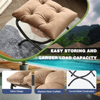 15" Upholstered Folding Foot Rest Stool with Foldable Metal Frame Khaki - Image 3