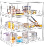 6 Pack Stackable Storage Drawers,Makeup Organizer with Pull-out Drawer by Stebopum