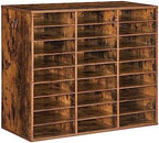 HOOBRO Literature Organizer, 27 Compartments Wooden Mail Organizer, Countertop Literature Sorter with Adjustable Shelves for Home, Office, School, Student Mailbox for Classroom, Rustic Brown FG27WF01 by HOOBRO