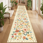 DUKINO 2x12 Washable Runner Rug, Non Slip Long Kitchen Rugs, Beige Yellow by DUKINO