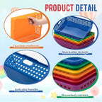 Geetery 6 Pack Classroom Storage Baskets with Handle,Rainbow Color - Image 3