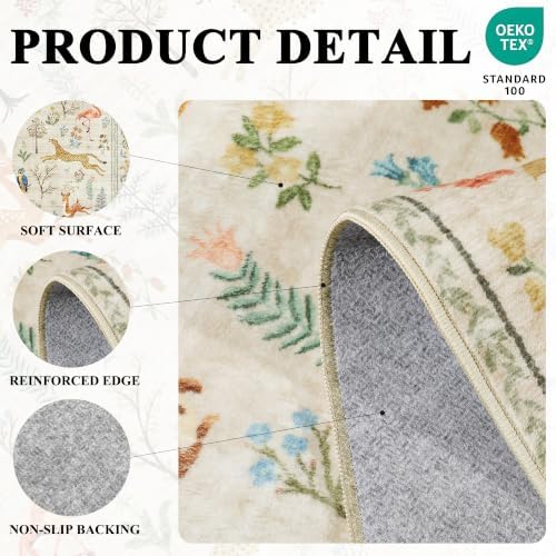 DUKINO 2x6 Runner Rug, Washable Animal Kitchen Rugs Non Slip, Beige - Image 4