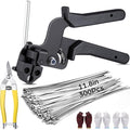 305 Pack Stainless Steel Cable Tie Gun Kit, 300 Pcs 11.8 Inch Metal Zip Ties, with Adjustable Fastening and Cutting Tools for Fence, Chain Link Fence, Pipe, Industrial Use by Unknown