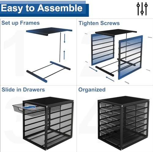 Natwind Mesh Desk Organizer with 6 Tier Sliding Drawers,Black - Image 2