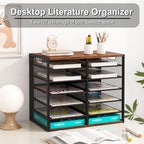 PAG Mass Mail Sorter - Adjustable Mail Holder, Countertop Literature Organizer, Student Mailbox for Classroom, Desktop Bill Paper Organizer for Office Home School, 12 Compartments, Brown - Image 4