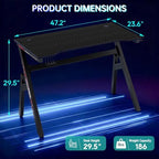 BestOffice | 47" Gaming Table | Black & Red | R-Shaped Computer Desk - Image 3