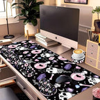 Large Gaming Mouse Pad Set 35.4 x 15.7 with Keyboard Wrist Rest, Wrist Support, and Coaster Memory Foam Smooth Desk Pad Mousepad for Home Office School - Skull Goth Magic Cute Witchy - Image 2