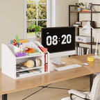 CHOEZON Wooden Desk Organizer, File Organizer with Adjustable Partitions - Image 4