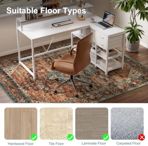 Anidaroel 46"x72" Large Chair Mat for Hardwood Floor/Tile Floor, Desk Chair Mat for Hard Floors, Under Desk Rug Protector for Rolling Chair, Low Pile Carpet Floor Mat for Home Office - Image 2