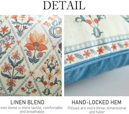 ISAENNE Linen Square Throw Pillow Cover,Set of 2,18"x18"-Floralsea A - Image 4