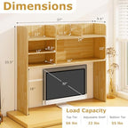 BECOMFORT Desk Hutch, Desk Organizer Shelf w/ 6 Storage Compartments, up to 32” Monitor, Wooden Display Rack, Desktop Bookshelf for Vanity Dressing Tabletop College Dorm Home & Office - Image 3
