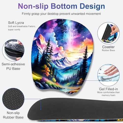 4 in 1 Large Mouse Pad, Keyboard Wrist Rest Set, Ergonomic Mouse Pad with Wrist Support, Desk Mat with Stitched Edges Extended Desk Pad Waterproof Desk Mat for Home Office Game I Landscaping Mountain - Image 5