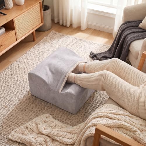 Under Desk Foot Rest with Warm Feet Pocket – Ergonomic Office Footstool, Memory Foam, Washable Cover, Non-Slip Bottom, for Heel & Leg Support, Back Pain Relief (Grey+) - Image 5
