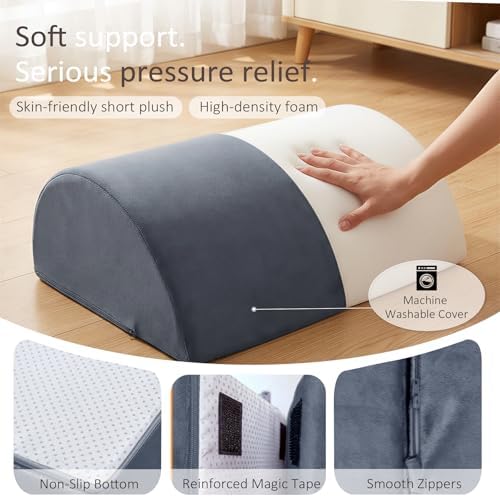 Foot Rest Under Desk, Non-Slip Footrest with 3 Adjustable Heights for Under Desk at Work, Ergonomic Desk Foot Stool with Washable Cover for Leg Rest, Desk, Home, Office, Chair (Grey) - Image 5