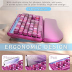 Wireless Keyboard and Mouse Combo with Phone Holder (Rose-Red) - Image 4