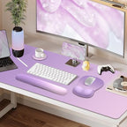 4-in-1 Large Gaming Mouse Pad, Keyboard Wrist Rest Pad & Wrist Support Mousepad Set, Extended Desk Pad Waterproof Desk Mat for Home Office Decor Study Game 35.4×15.7 Inches I Purple Pink Lavender - Image 6