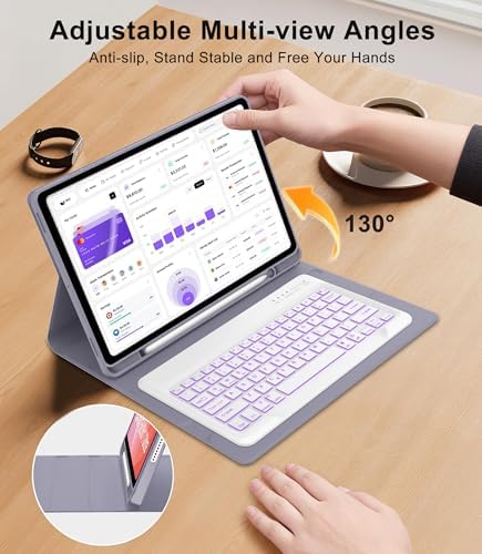 for Samsung Galaxy Tab S11 Ultra 14.6 Inch 2025 Backlit Keyboard Case, Galaxy Tablet S11 Ultra Case Keypad with S Pen Holder, 7-Color Backlight Keyboard for Samsung Tab 14.6'' SM-X930/X936B, Lavender - Image 5