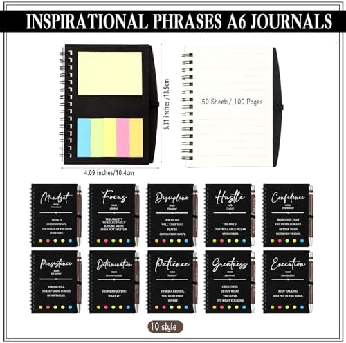 40 Pcs Motivational Inspirational Notebook Bulk with Notes Pen,Black - Image 2