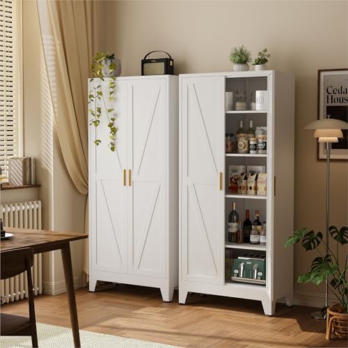 COFaR 71" Metal Pantry Cabinet with 5 Adjustable Shelves, White Storage Cabinet with Doors, Sturdy Freestanding Cupboard for Kitchen Organization, Living Room & Bathroom by COFAR
