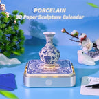 3D Calendar 2027, Desk Time Piece Calendar 2027,Tear-Away 3D Paper Art Notepad w LED Lights,Creative 3D Memo Artsy Pad Calendars, DIY Paper Carving Gift (Porcelain) - Image 2