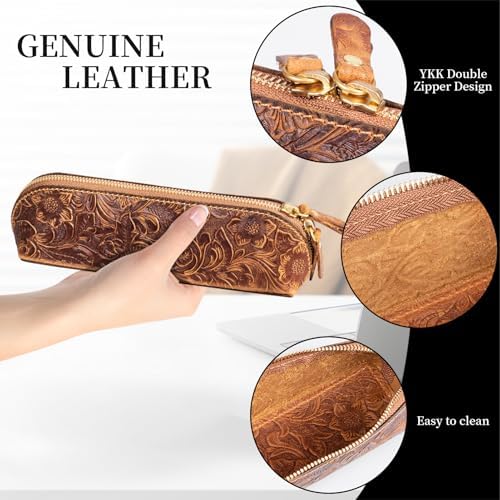 Gexmil Genuine Leather Pen Case, Hand-made Stationery Bag for Work Office - Image 5