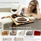 Manspdier Acacia Wood Sofa Arm Tray Table Clip On Couch Armrest Table - Image 4