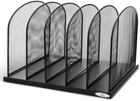 Safco Onyx Desk Organizer, 5 Tiered Vertical Compartments, Office and Classroom Mailbox , Paper and Mail Sorter, Steel Mesh, Black by SafcoProducts