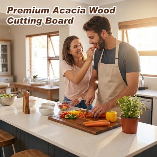 3 Pcs Acacia Wood Book Cutting Boards Set with Wooden Bookend Holder Book Shaped Solid Wood Cutting Board for Kitchen Fruits Vegetables Meat Fish Cheese Bread (Classic) - Image 4