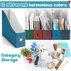 Colarr 36 Pack Cardboard Magazine Holder 12 Colors Magazine File Holder Magazine Storage Box Office Folders Organizer File Folder Bin for Home Office School Desk Supplies (Fresh Color) - Image 3