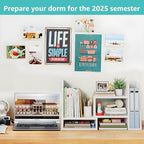 Desktop File Organizer Desk Organizer Shelf - White Office Organization Shelves for Top of Desk Organizers and Accessories Corner Bookshelf Table Top Shelving Small Hutch Decorations for Women Office - Image 3