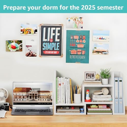 Desktop File Organizer Desk Organizer Shelf - White Office Organization Shelves for Top of Desk Organizers and Accessories Corner Bookshelf Table Top Shelving Small Hutch Decorations for Women Office - Image 3