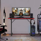 BestOffice | 39" Gaming Table | Red | Z-Shaped Computer Desk - Image 2
