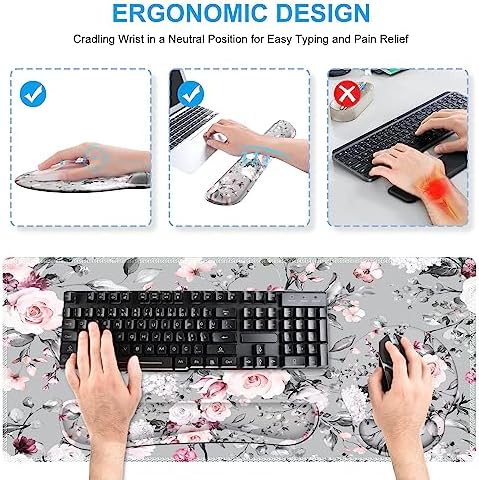 iCasso Desk Blotter for Workspace, Pink Floral 35.4"x15.7" Mousepad - Image 3
