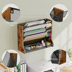 Jakyitvi 5 Tiers Ironwood Wall Desk File Holder Organizer Organizer, Brown - Image 2