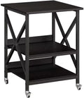 VENNQD 23.6 x 23.6 x 30.3 Inches Printer Stand, Large Printer Table with Adjustable Middle Shelf, Rolling Printer Cart with Wheels, 3 Tier Printer Table for Home Office Living Room Scanner Fax, Black by VENNQD