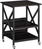 VENNQD 23.6 x 23.6 x 30.3 Inches Printer Stand, Large Printer Table with Adjustable Middle Shelf, Rolling Printer Cart with Wheels, 3 Tier Printer Table for Home Office Living Room Scanner Fax, Black by VENNQD