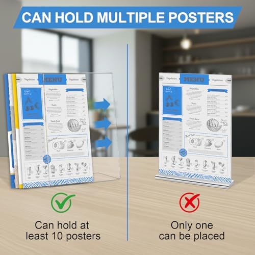 EHWINE 12 Pack Acrylic Sign Holder 8.5 x 11, L Shape Clear Plastic Display Stand, Slanted Back Picture Frame Menu Flyer Paper Display Stand up Table Top Sign Holders for Restaurant, Office and School - Image 5