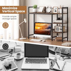 GIANTEX Desktop Bookshelf, 38.5" Dorm Desk Hutch for 27" Monitor (Brown) - Image 6
