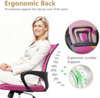 BestOffice | Ergonomic Office Chair | Mid-Back Swivel Desk Chair | Breathable Backrest & Lumbar Support | Adjustable Height | Sponge Seat | Rolling Wheels | Peach Pink | for Adults & Women - Image 5
