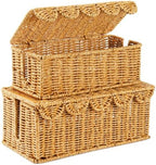 2 PCS Handwoven Cable Management Box Cord Organizer Box Set with 2 Exits by MOJIEZUO