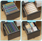 Aobabo 2 Drawer Rolling Metal File Cabinet with Lock, 5 Wheels, Black - Image 5