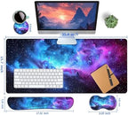 4-Piece Extended Large Mouse Pad Set for Women Men with Galaxy Design Includes 35.4 x 15.7 XXL Large Mouse Pad Keyboard Wrist Rest Mouse Wrist Support and Coaster for Office Home - Image 5