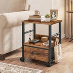 HOOBRO 2-Tier Printer Stand, Under Desk Printer Table with Drawer, Printer Cart with Storage, with Casters/Adjustable Feet, for Home Office, Study, Living Room, Rustic Brown and Black, BF20PS01 - Image 7