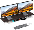 Dual Monitor Stand Riser, 40" Large Computer Monitor Stands for 2 Monitors, Wooden Desktop Organizer Shelf for Office Desk Computer, Laptop, TV, Monitor, Printer by SSWOOD