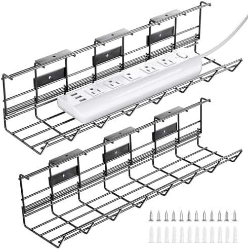 Cable Management Under Desk 31.5'' J Channel Cable Raceway, 2 Pack Cord Hider Desk Cable Tray and Under Desk Cable Management Tray, Metal Cord Organizer for Desk - Image 3
