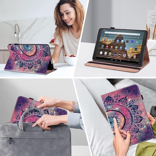 for Kindle Fire HD 10 Case 9th/7th/5th Generation 10.1 Inch (2019/2017/2015), PU Leather Wallet Cover with Pen Holder, Elastic Band & Card Slots for Kindle Fire HD 10 Case - Mandala - Image 5