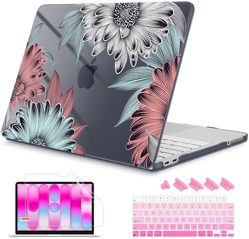 Mektron Case for 2026 MacBook Neo 13-inch A18 Pro chip A3404 Laptop Cover with 13-inch (Diagonal) Liquid Retina Display+ Keyboard Cover+ Screen Protector, Blooming Chrysanthemums by Mektron