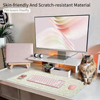Watercolor Ditsy Floral Office Desk Mat 31.5" x 15.7" Desktop Mat PU Leather Large Mouse Pad White Mousepad Non-Slip Table Mat for Girls, Women, Home, Work, Computer, and Gaming - Image 5