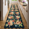 DUKINO 2x7 Runner Rug for Hallway, Floral Washable Kitchen Rug, Navy Blue by DUKINO