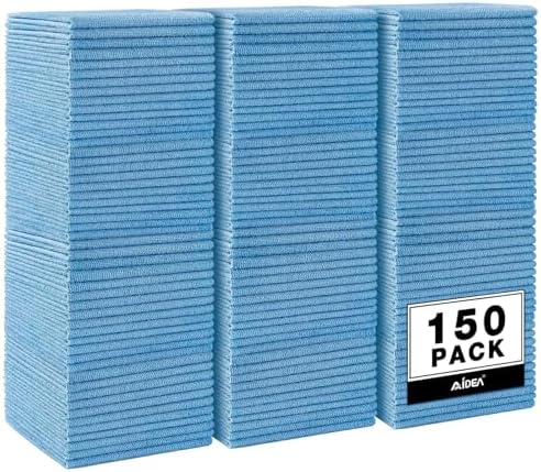 AIDEA Microfiber Cleaning Cloth,150PK, Blue Shop Towels, Shop Rags 12"×12" by AIDEAHOME